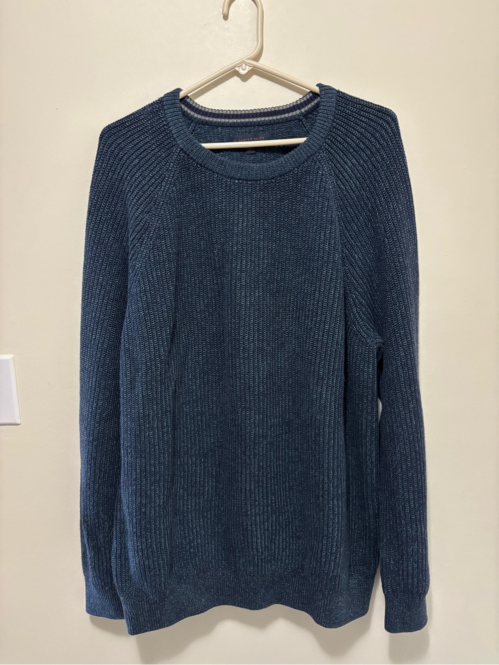 Denver Hayes Blue Ribbed Crewneck Sweater - Size 2XL